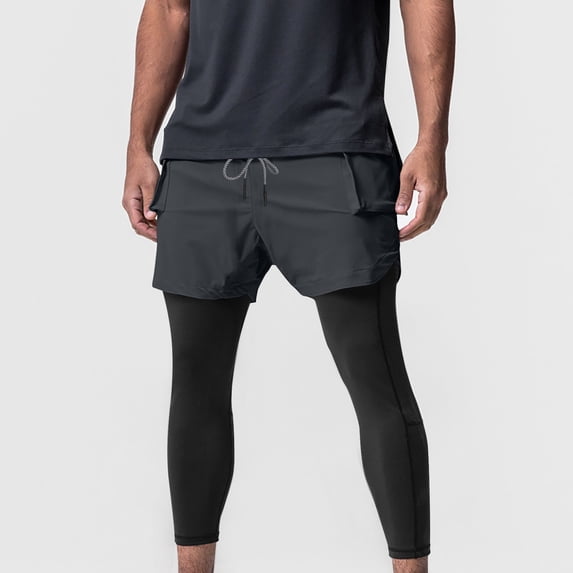 Chbgutlmr Men's 2 in 1 Running Pants Drawstring Elastic Waist Slim Fitted Leggings Casual Comfy Stretch Trousers with Zip Pockets