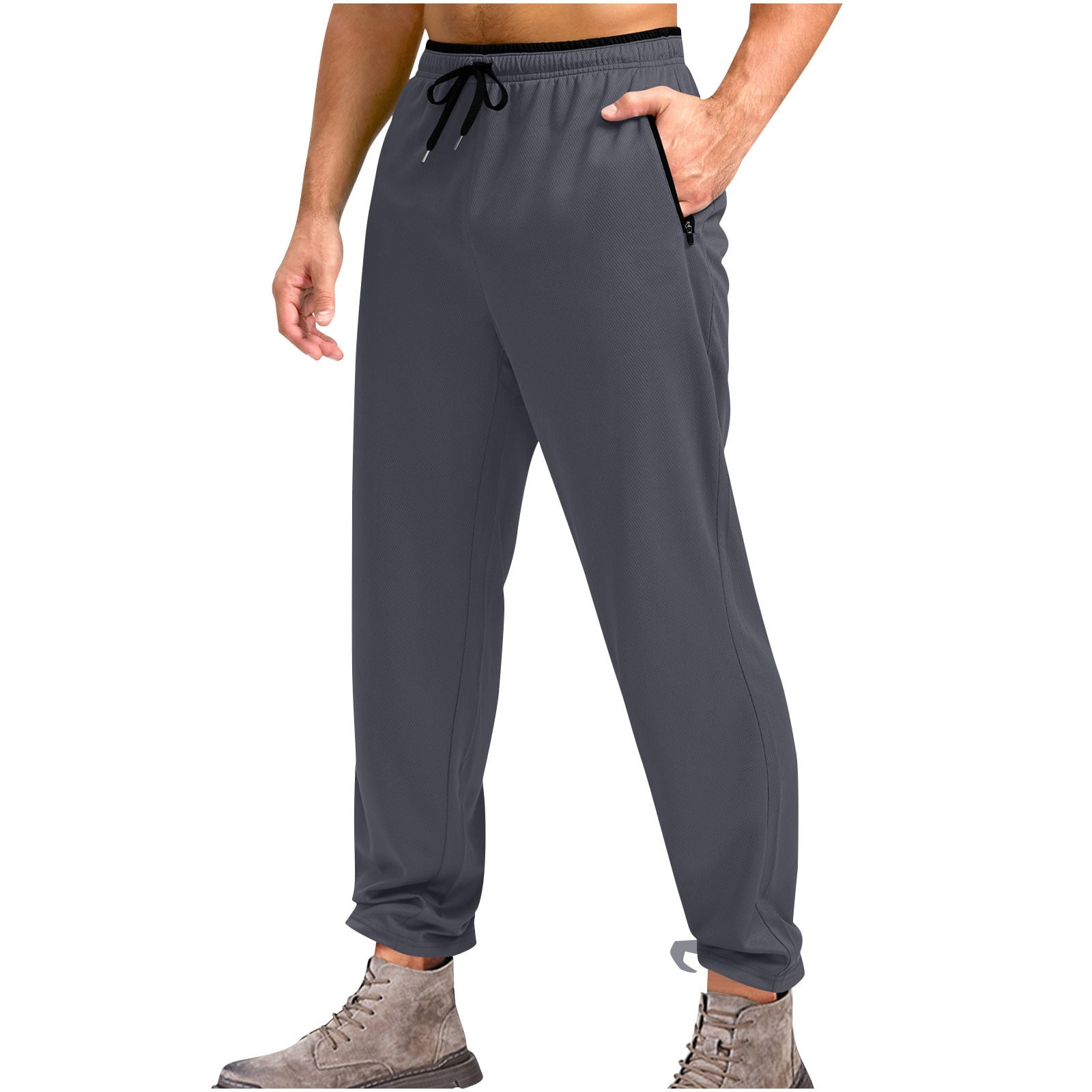 Chbgutlmr Workout Pants for Men Straight Leg Drawstring Elastic Waist ...