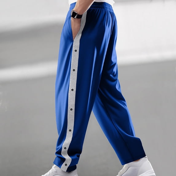 Chbgutlmr Workout Pants for Men Straight Leg Elastic Waist Drawstring Side Button Color Blocked Trousers Casual Loose Athletic Pants