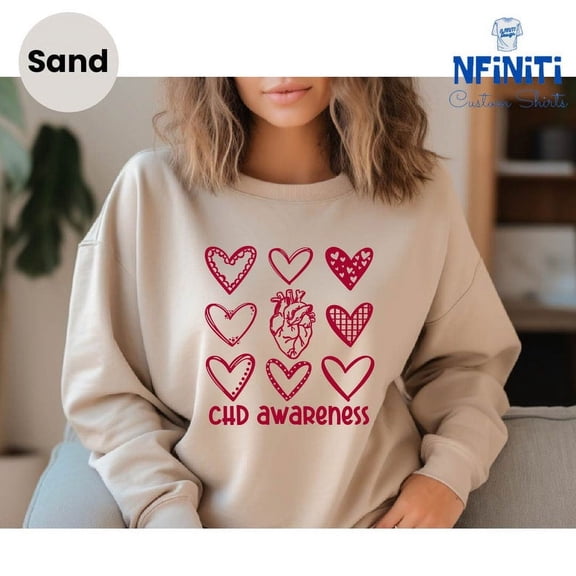Chd Awareness Heart Sweatshirt, Heart Disease Month Awareness Sweatshirt, Anatomical Heart HG