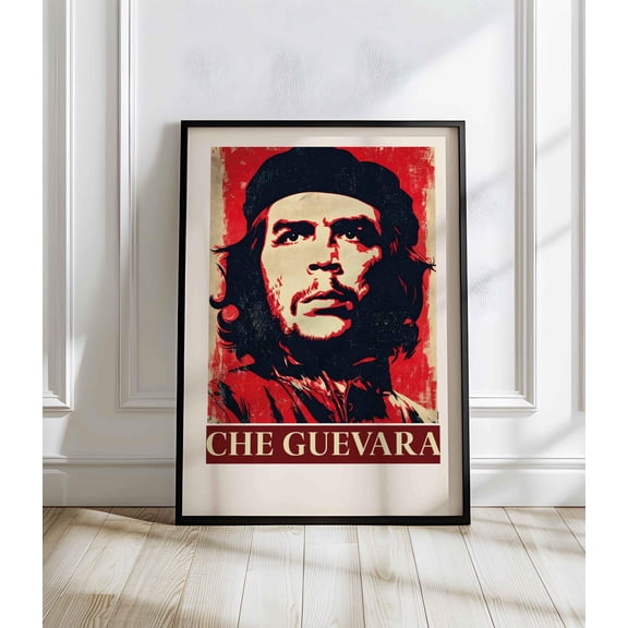Che Guevara Red Pop Art Portrait In Grunge Style Iconic Retro Wall Art & Vintage Cuban Art