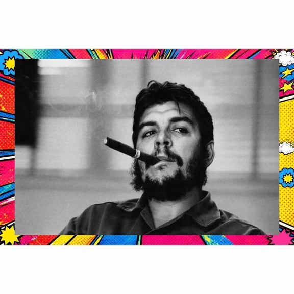 Che Guevara Smoking A Cigar El Marxist Cuban - 01 - Pop Art Edition | 12x18 Inch Laminated Poster | Vibrant Colors & Stunning Detail Wall Art