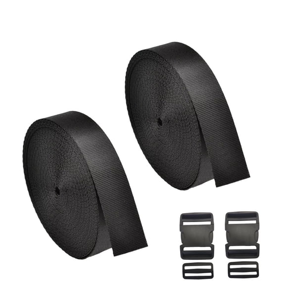 Che Yi Bao 2 pack 11 Yards Nylon Webbing Strap 2 inch/2 pack Buckles Dual Adjustable & Tri-Glide Slide Clip
