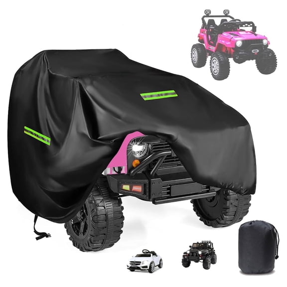 600D Kids Car Cover 55"x33"x32", fit for Jeep & Toddler Electric Vehicles Cover, with 4 Reflective Strips & Windproof Buckles