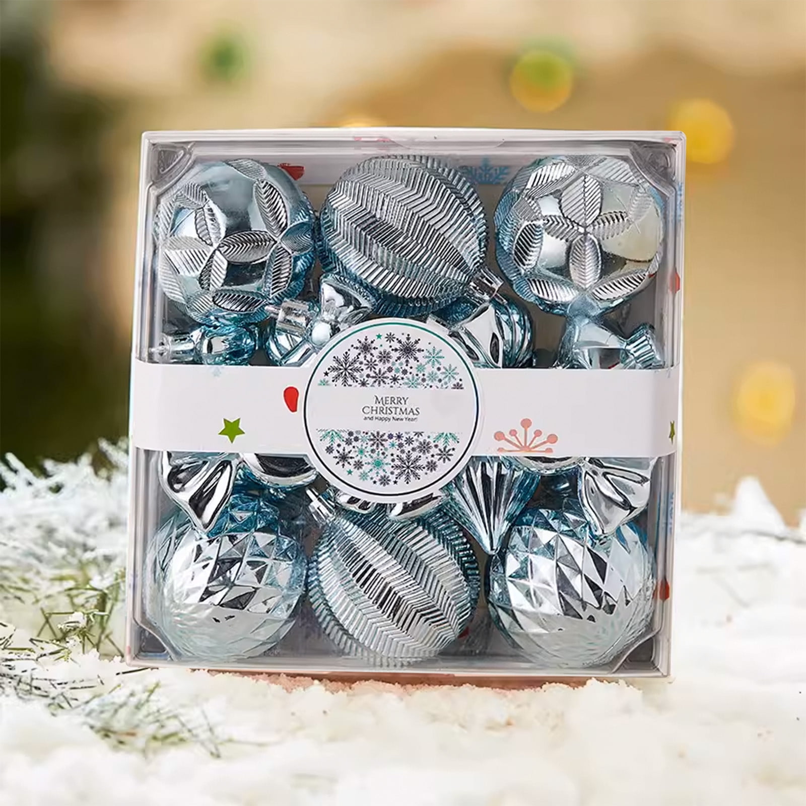 CheAAlet 18Piece Mixed Shape Christmas Ornament Set Elegant Dark