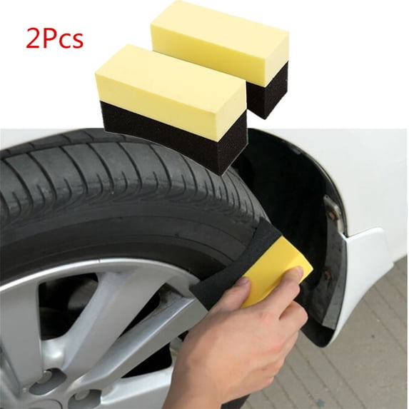 COFEST 2Pcs Auto Wheels Brush Sponge Tools Applicator Special for Tire Hub Cleaning Black