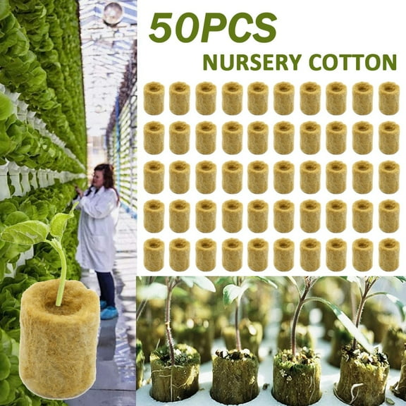 CheAAlet 50PCS High-Absorption Rockwool Plugs for Hydroponic Seedlings - Soilless Cultivation Substrate for Rice, Cotton & More multicolor
