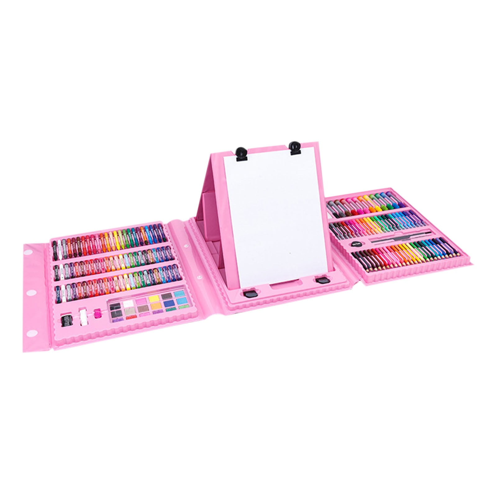 CheAAlet 6-in-1 Deluxe Children's Art Paintbrush Set - 208 Pieces with Storage Case, Sketchpad, and Drawing Accessories - Ideal Gift for Ages 5-12 Pink