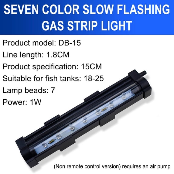 CheAAlet Aquarium Bubble Light, LED Fish Tank Light, IP68 Submersible LED Aquarium Lamp with for Turtle Tank, Shrimp (without Remote) A