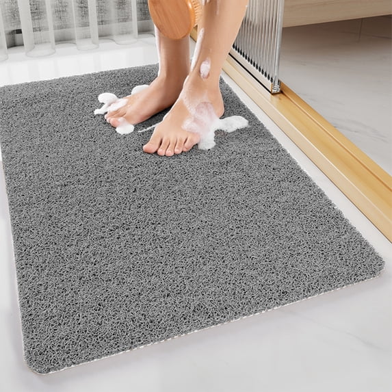 CheAAlet Bath Rug Thick Soft Absorbent Rubber Backing Quick Dry Microfiber Mats Machine Washable Rugs for Shower Floor Bathroom Runner Bathmat Accessories Decor Gray