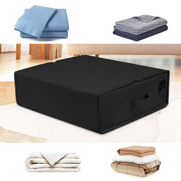 CheAAlet Bed Sheet Set Organizer - Foldable Bed Sheet Storage Box with Labels and Handles, Space Saving for Duvet Cover Set, Linen Closet Organizer for Bedding Clothes Blankets