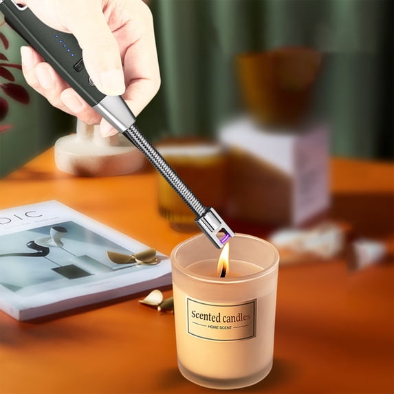 CheAAlet Candle Lighters, USB Rechargeable Lighter Windproof Long Lighter Camping Lighter Grill Lighter for Party Gray