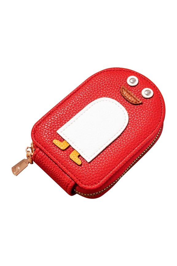CheAAlet Cute Penguin Credit Card Holder Coin Purse - Multi-Card Organizer with Large Capacity, Adorable ID Wallet for Women & Girls Red