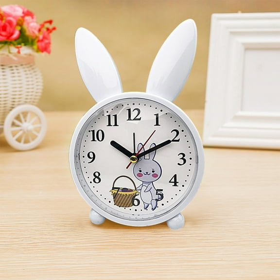 CheAAlet Cute Rabbit Alarm Clock With Temperature & Humidity Display - Ideal for Kids' Bedside, Study & Bedroom Decor Blue