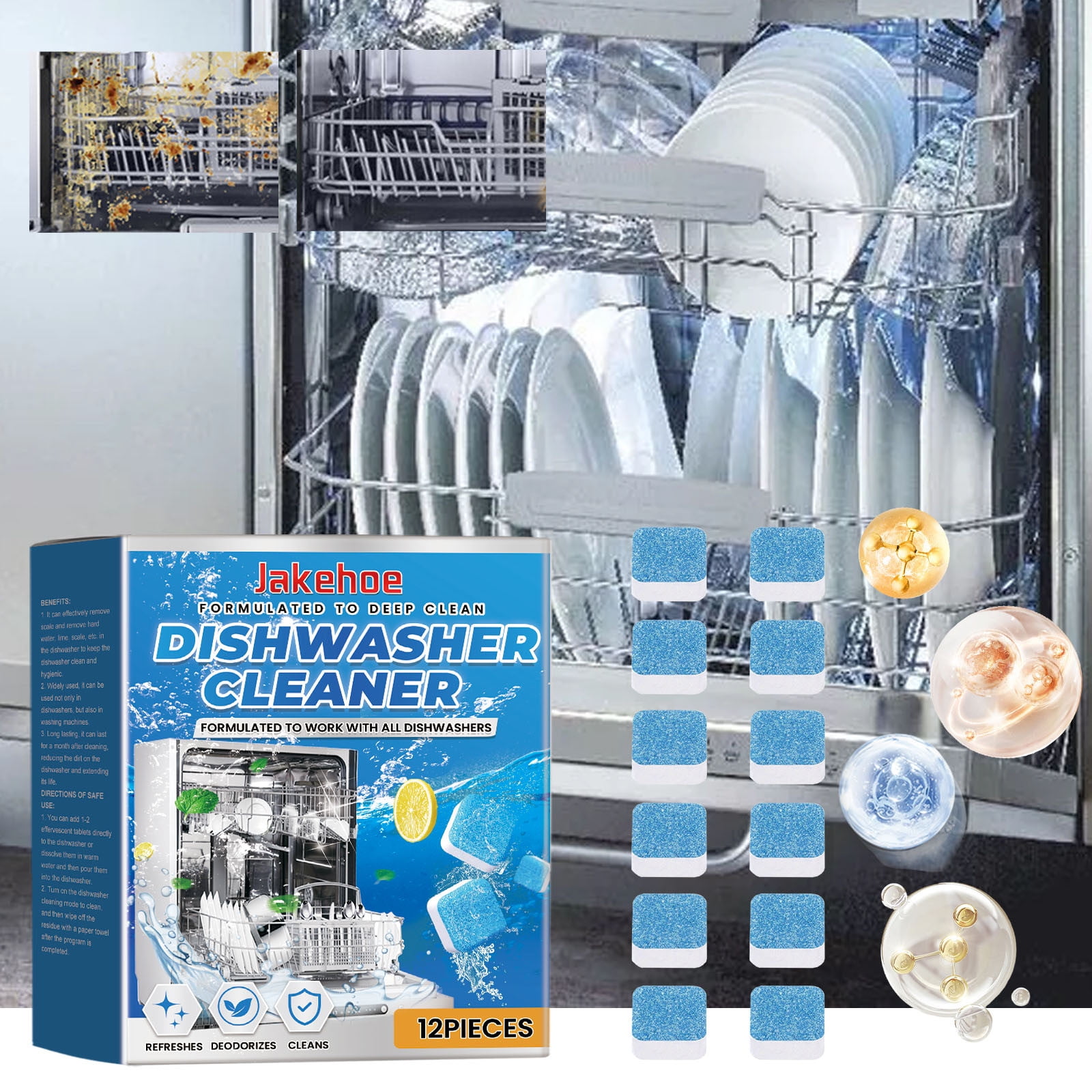 CheAAlet Dishwasher Foamer Tablets Clean The Inside Of Washing Machines