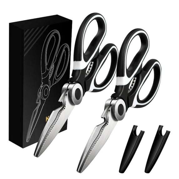 CheAAlet Kitchen Shears Set - Heavy Duty Stainless Steel Multifunctional Scissors with Protective Sheath, Non-Slip Grip, Dishwasher Safe - Perfect for Cutting Meat, Vegetables,&More,Clearance