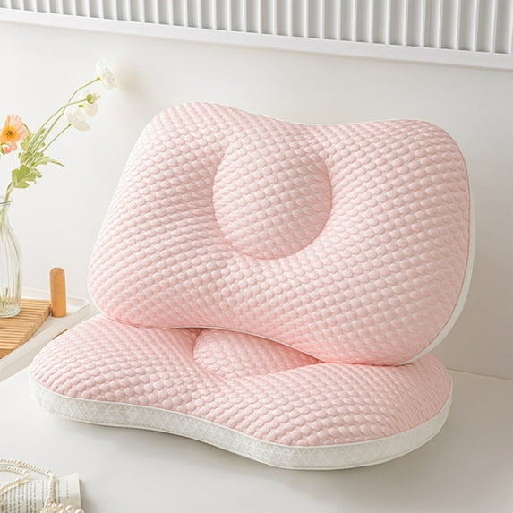 CheAAlet Knit Cotton Neck Pillow for Travel and Home, Water Cushiony Neck Support for Hotels, Gray Textured Neck Pillow for Comfort, Polyester Material Soft Neck Cushion