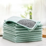CheAAlet Microfiber Scouring Pad - Two Sided Cleaning Cloth for Glass, Kitchen, Car & Home | Absorbent, Non-Shedding, Multifunctional | Green, 18x18cm