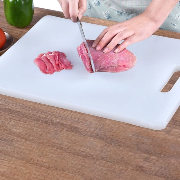 CheAAlet Non-Slip Plastic Cutting Board with Handle - Large Kitchen Chopping Board for Meat, Veggies, Double-Sided Design, Easy to Clean, Dishwasher Safe, White (36x28cm)