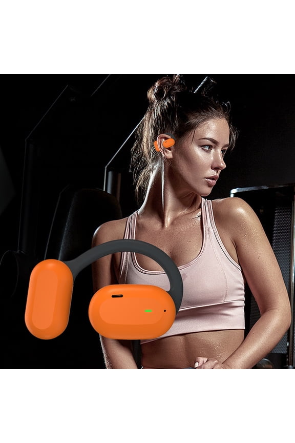 CheAAlet Open Ear Headphones 2023 Version, Conduction Headphones Bluetooth 5.3 Accuse Control Wireless Earbuds, Dual 16.2mm Drivers Deep Bass Orange