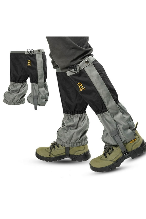 CheAAlet Outdoor Gaiters for Hiking, Mountaineering, Skiing - Black, Waterproof, Sandproof, and Multi-functional Leg Protectors for Adults and Children