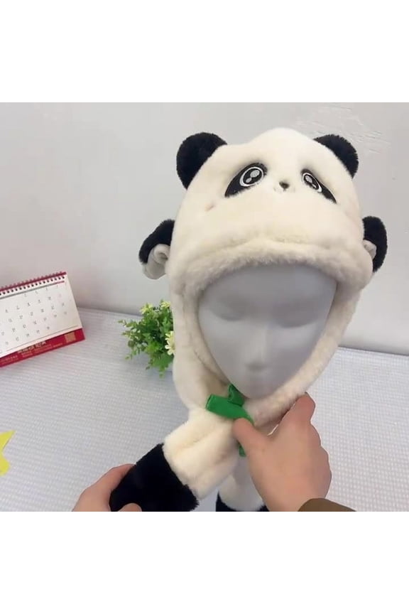 CheAAlet Panda Kids' Moving Ears Plush Hat - Warm Winter Ear Protection with Adjustable Size & Multiple Colors