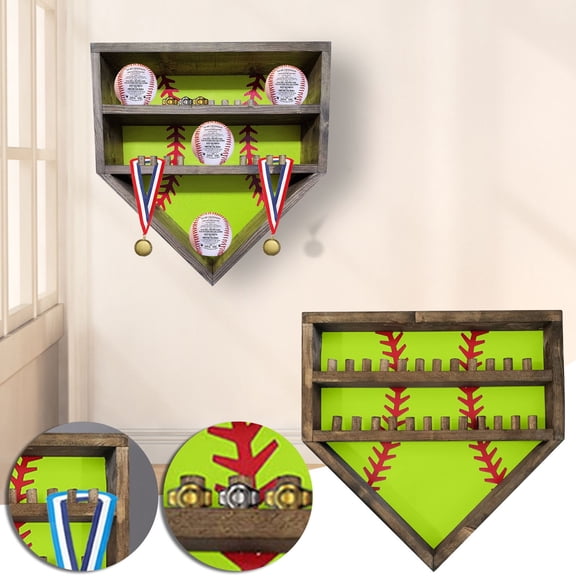 CheAAlet Personalized Baseball Ring and Ball Display Case, Custom Championship Ring Display for Kids Room, Baseball Medal and Ring Shadow Box, Sports Trophy and Ring Display Shelf