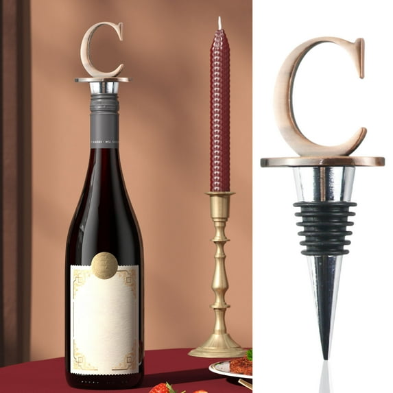 CheAAlet Personalized Wine Stoppers for Party Favors, Alphabet Letter Wine Bottle Toppers, Custom Initial Wine Stoppers Gift Set, Reusable Wine Bottle Stoppers with Letters