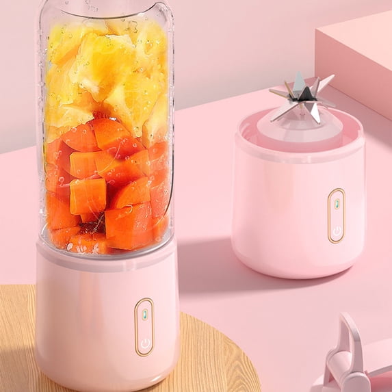 CheAAlet Portable Blenders , Blenders for Shakes and, Fruit Juicer USB Rechargeable with 6 Blades, Handheld Blenders for Sports Travel and Outdoors Pink