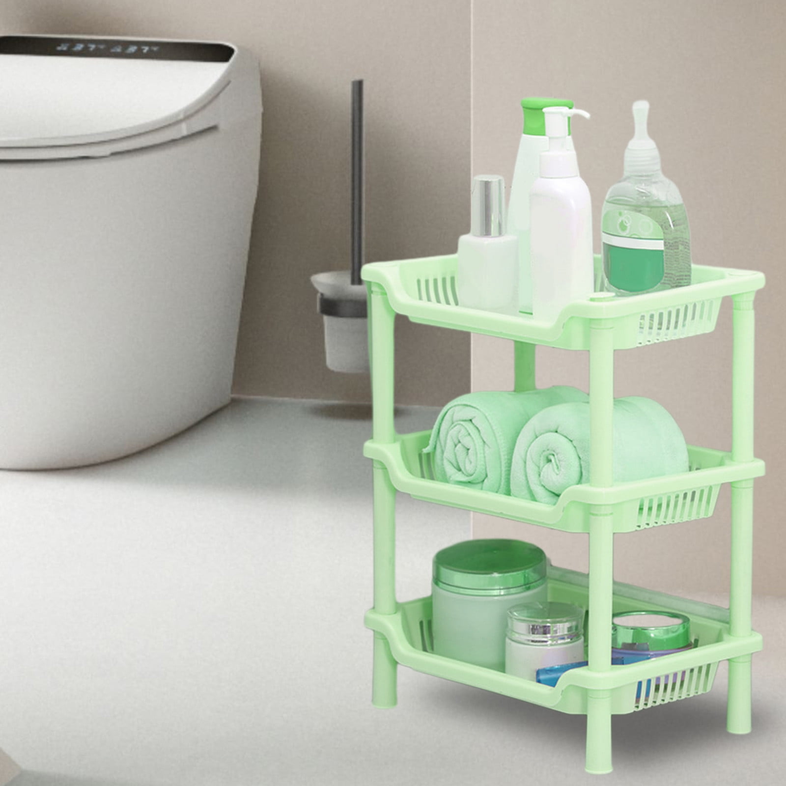 CheAAlet Rectangular Multi-layer Storage Shelf, Plastic Bathroom Organization Rack, Kitchen and ...