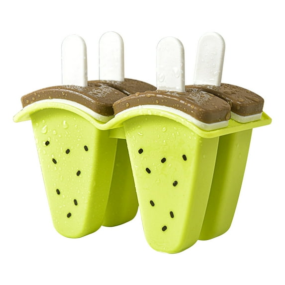CheAAlet Reusable Watermelon Ice Pop Molds with Handles - DIY Fruit Ice Cream Maker - Easy to Demold and Drip-Proof - Perfect for Homemade Ice Pops Green