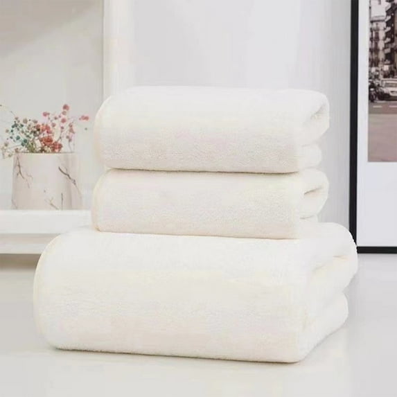CheAAlet Soft Linen Premium 3 Pc Towel Set 1 Bath Towel 1 Hand Towel 1 Washcloth Cotton Towels for Bathroom Towel Set for Adults-Highly Absorbent and Towel Set White