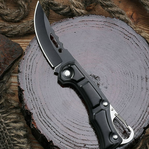 CheAAlet Stainless Steel Fruit Knife Set, Ergonomic Handle Paring Knife with Unique Design for Kitchen and Outdoor Use Black