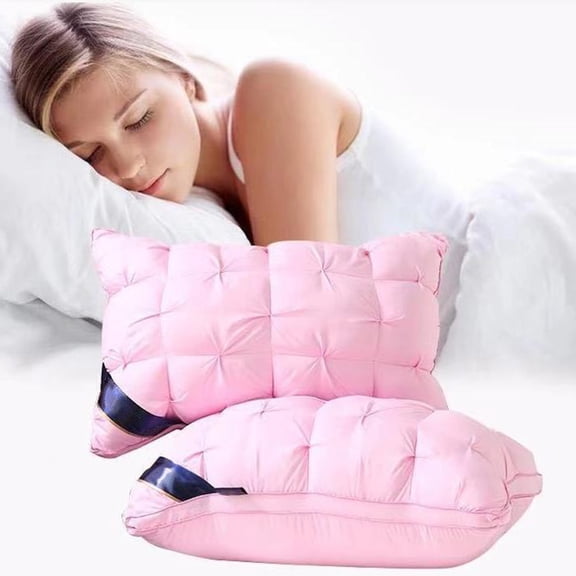 CheAAlet Twisted Down Pillow WashableBedding Size Bed Pillow White Cool Hotel Quality Corner Propped Pillow for Back Flat Or Side Sleeping Pink