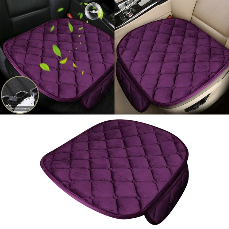 CheAAlet Warm Car Seat Cushion with Non Slip Base Comfort Memory Silk Padding Convenient Storage Pouch for Car Accessories Suitable for Most Cars Size 52x48cm Purple Walmart