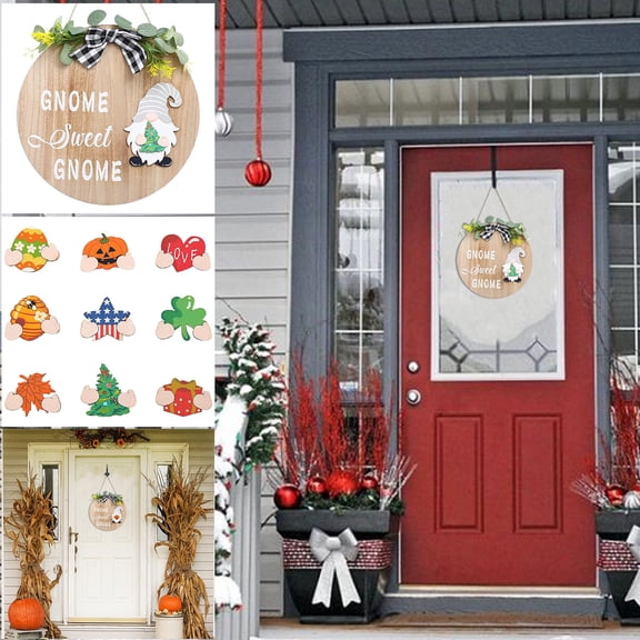 CheAAlet Wooden Door Holiday Decor, Eco-Friendly Home Decoration, DIY Hanging Ornament for Parties, Natural Wood Wall Art for Indoors and Outdoors