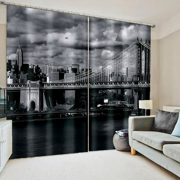 Cheap 3D Print Sunset Natural Scenery Island Stone 2 Pieces Window Curtain Living Room Bedroom Two Drape Decor