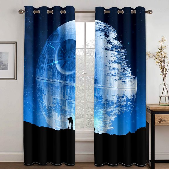 Cheap 3D Print Universe Space Capsule Spaceship Astronaut Two Drape Thin Window Curtains for Living Room Bedroom Decor 2 Pieces
