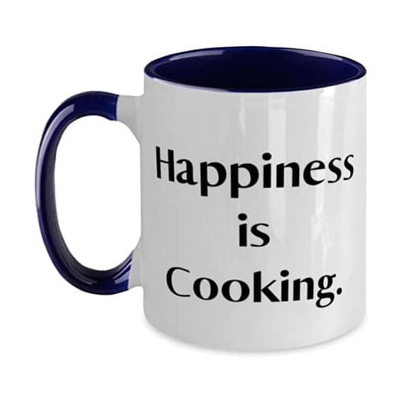 Cheap Cooking Two Tone 11oz Mug, Happiness is Cooking, Gifts For Friends, Present From, Cup For Cooking