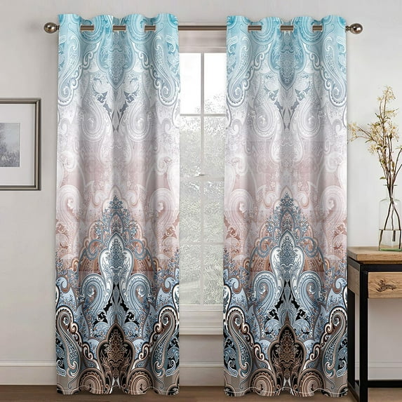 Cheap Custom Big Size Red Elegant Boho Baroque 2 Pieces Thin Curtains for Living Room Bedroom Window Drapes Decor