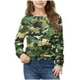 thumbnail image 1 of Cheap Long Sleeve Kids Shirts Girls Camouflage Print Tops Front Knot Shirt Round Neck Tshirts Casual Blouse Tops, 1 of 9