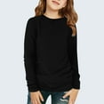 thumbnail image 1 of Cheap Long Sleeve Kids Shirts Girls Crew Neck Tshirt Solid Color Blouse Plus Size Shirts Dressy Casual, 1 of 7