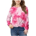 thumbnail image 1 of Long Sleeve Kids Shirts Girls Tie Dye Shirt Gradient Color Tshirts Front Knot Shirt Round Neck Blouse Tops, 1 of 9