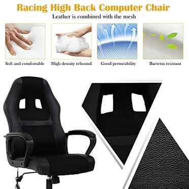 Cheap Gaming Chair for Adult Massage Office Chair Ergonomic Computer Chair with Lumbar Support Armrest Adjustable Racing Video Game Chairs Reclining Rolling Gamer Chair Task Chair Black