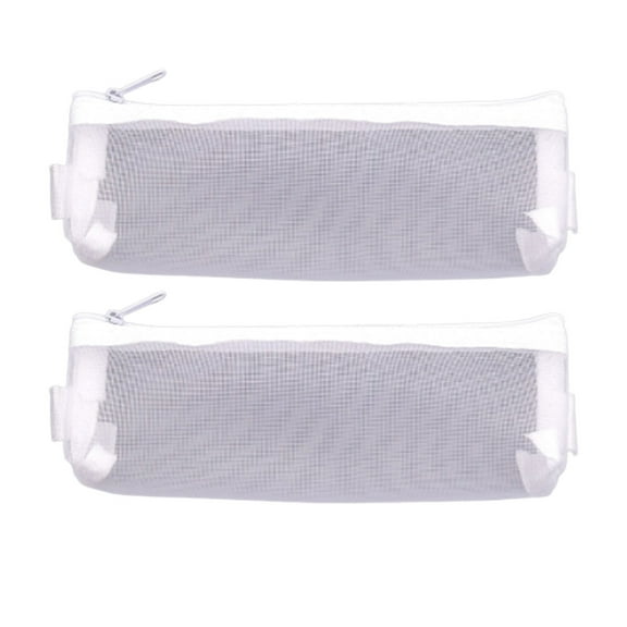Cheap Gifts Under 5 Dollars 2pcs Color Mesh Pen Bag, Zipper Net Bag, Multi-functional Transparent Pencil Case Organizer Stationery Storage Bag, Office Supplies, Cosmetics