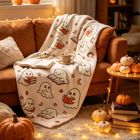 Cheap Halloween Decoration Home Clearance – Halloween Blanket, 80 x 60 Inch Throw Blankets for Bed Couch, Halloween Themed Soft Cozy Blanket for Sofa Bedroom Living Room Home Decor (B)