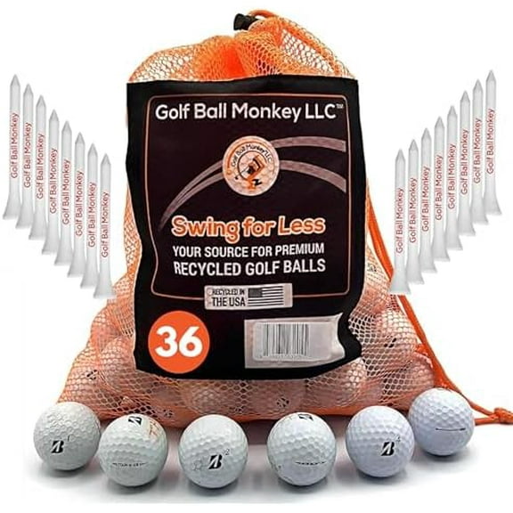 Cheap Recycled for Bridgestone Golf Balls White Mix - Used for Bridgestone e6, e12 Golf Balls, Tour BX and BRX & More w/ 15 Tees & Mesh Bag