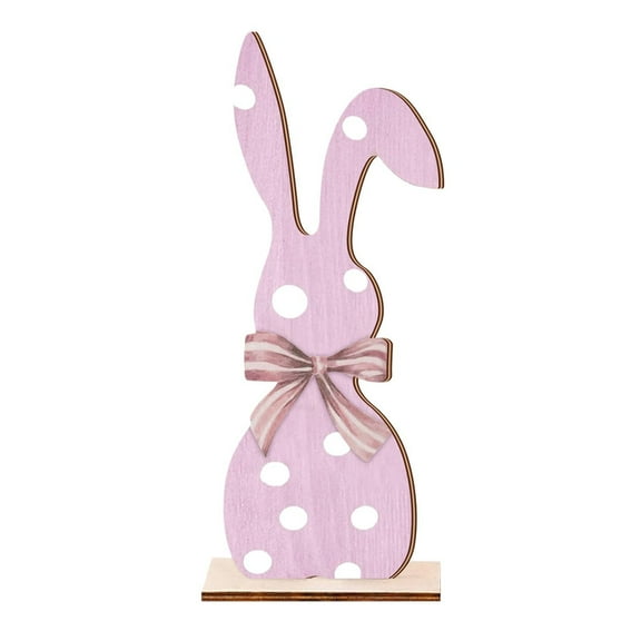 Cheap Stuff Easter Bunny Decorations, Wooden Spring Decor, Rustic Tiered Tray Easter Decorations, Indoor Home Dining, Farmhouse Sign, Bunny Table Centerpieces with Linen Bow, Easter Table Decor