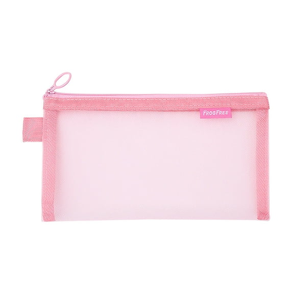 Cheap Stuff Under 1 Dollar Transparent Mesh Pencil Case Zippered Stationery Bag Student Exam Portable Large Capacity Pencil Case