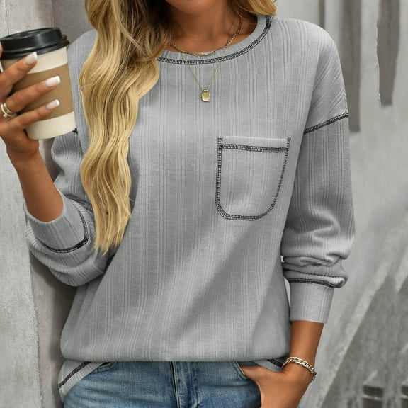 Cheap Sweatshirt Crew Neck Sweatshirts Women Plus Womens Pullover Sweatshirts Long Sleeve Hoodie Shirt Long Sleeve Ribbed Shirts for Women